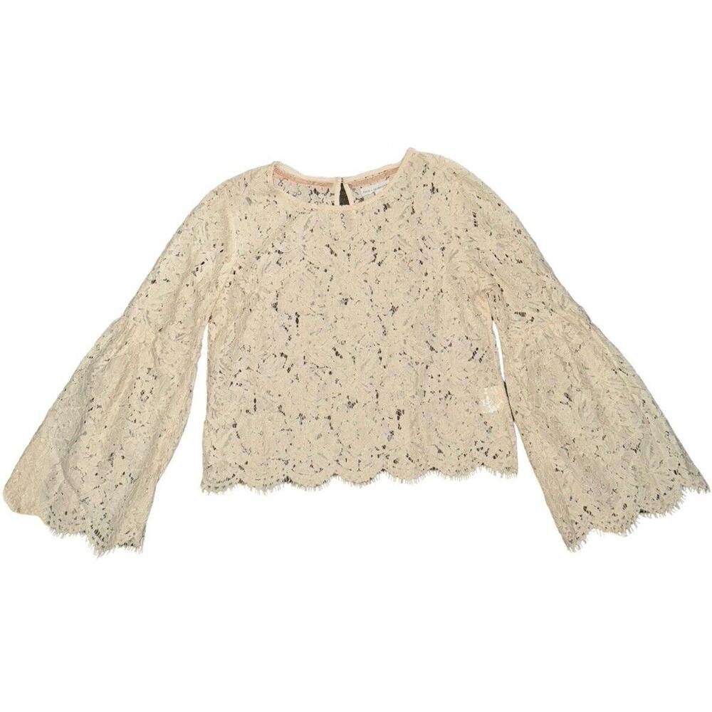 Coco + Jaimeson Lace Wide Sleeve Blouse Sz M